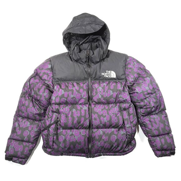 The North Face 1996 Retro Nuptse Printed 700 Down Jacket Purple Leopard Womens M - Picture 13 of 13